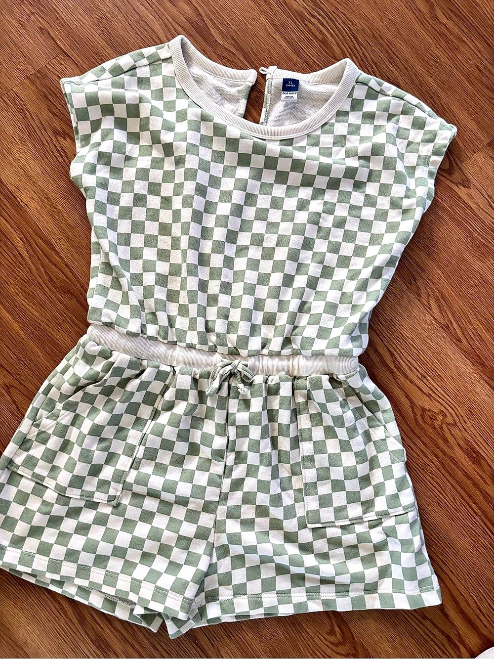 Old Navy Short-Sleeve French Terry Utility Romper for Girls Size 14/16
